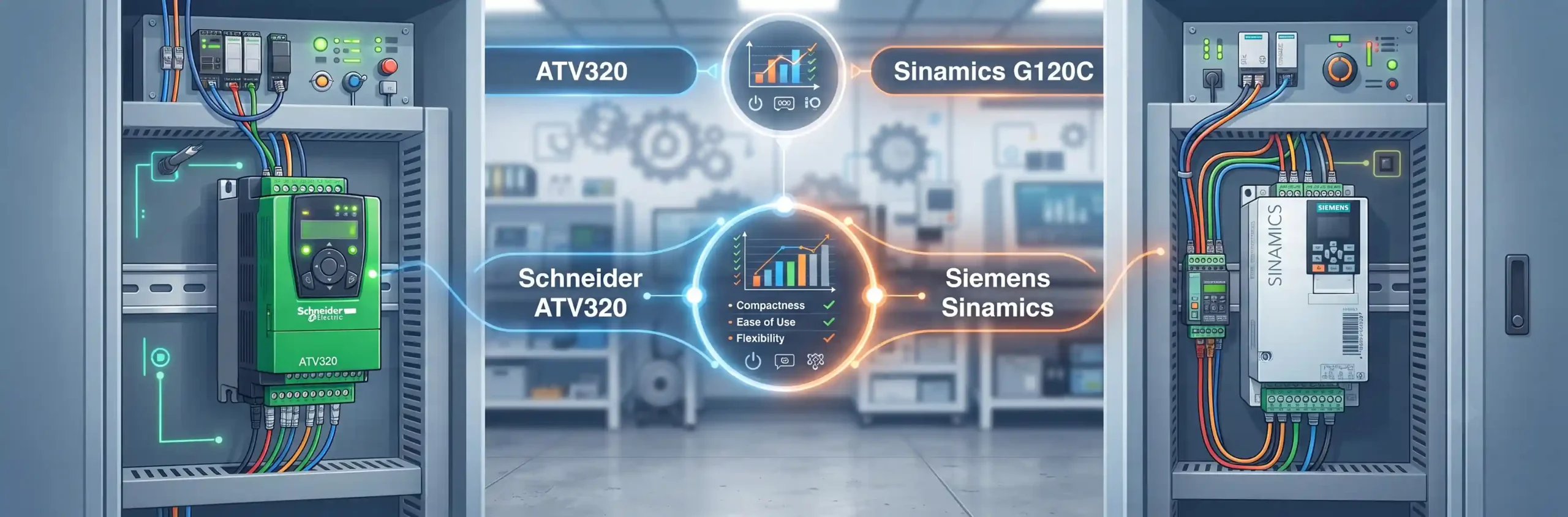 🎯 مقایسه ATV320 با درایوهای زیمنس سری Sinamics