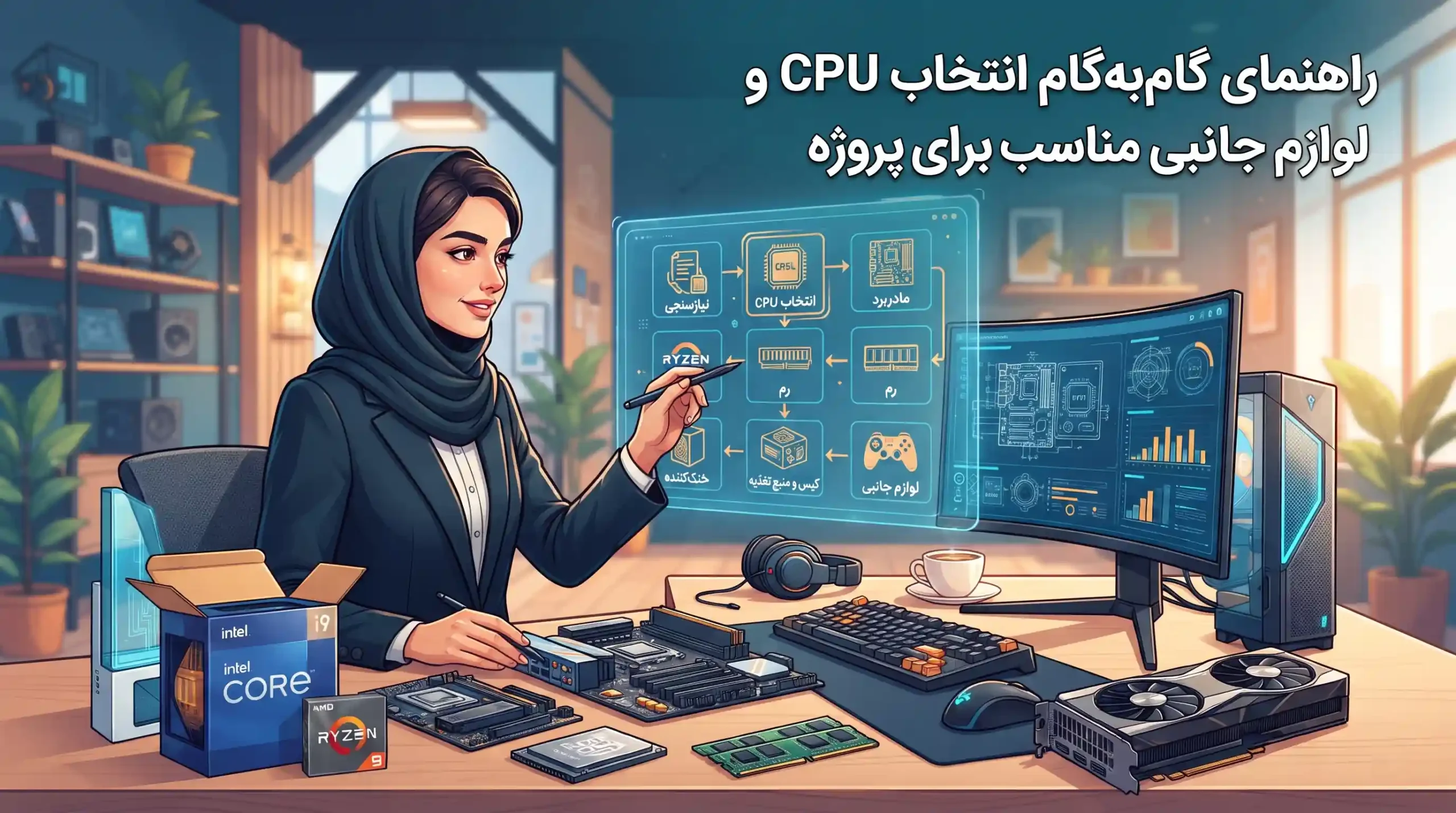 ⚙️ راهنمای گام‌به‌گام انتخاب CPU و لوازم جانبی مناسب برای پروژه