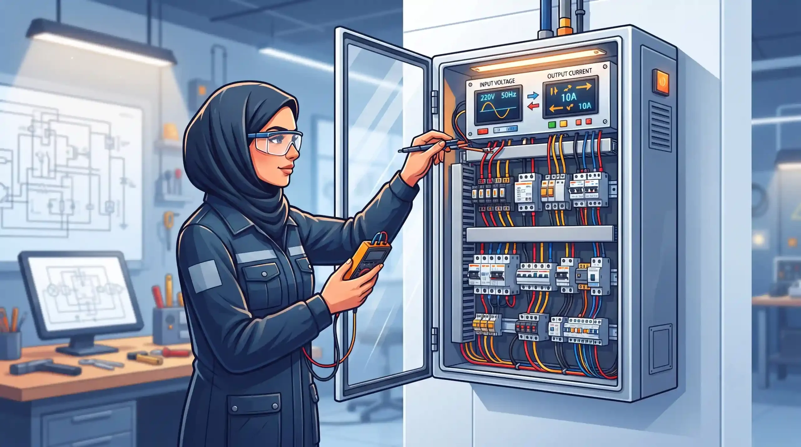 ⚡ بررسی ولتاژ ورودی و جریان خروجی مورد نیاز تابلو