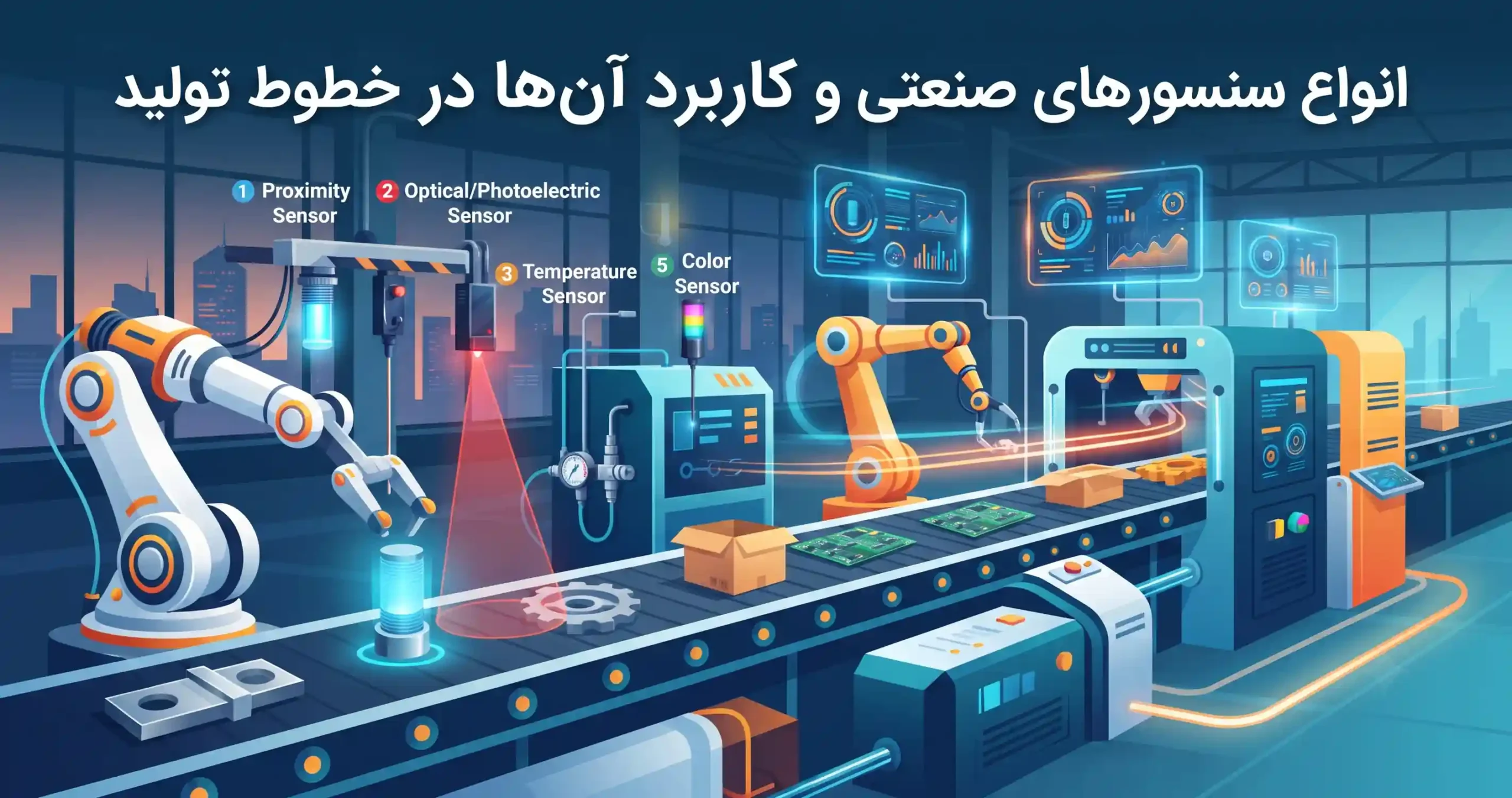 ⚙️ انواع سنسورهای صنعتی و کاربرد آن‌ها در خطوط تولید