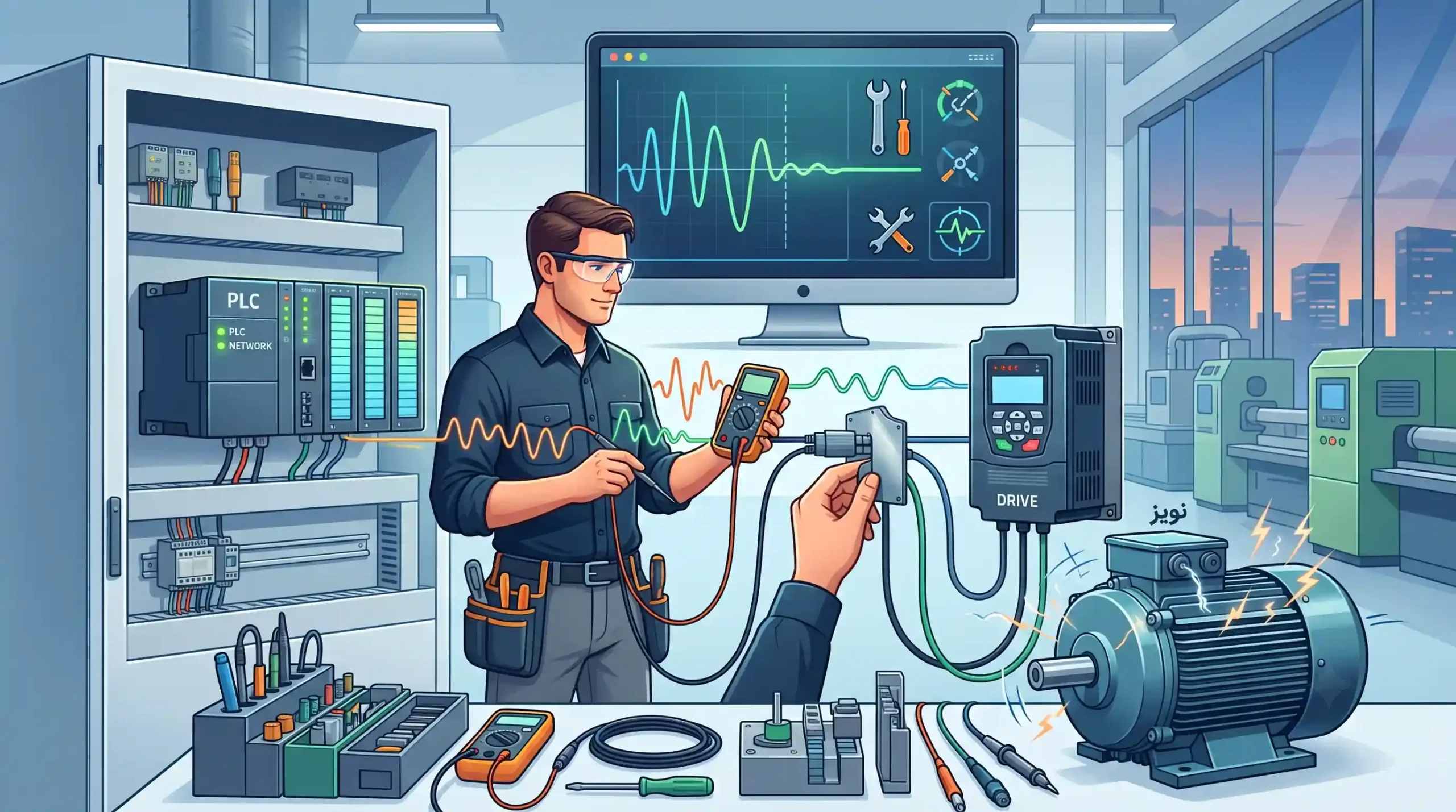 🛠️ عیبیابی و رفع نویز در ارتباط شبکهای PLC و درایو