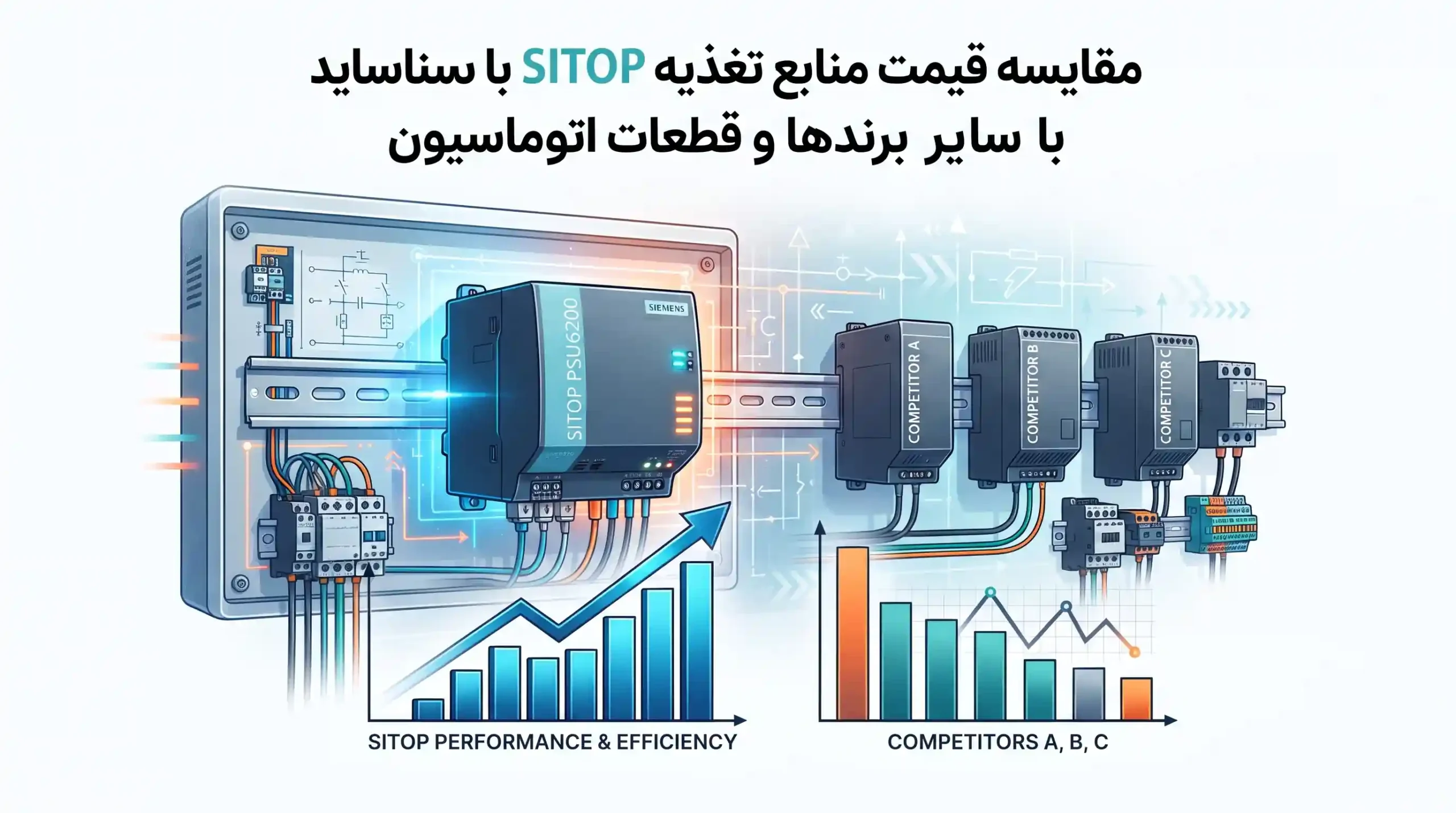 📊 مقایسه قیمت منابع تغذیه SITOP با سایر برندها و قطعات اتوماسیون