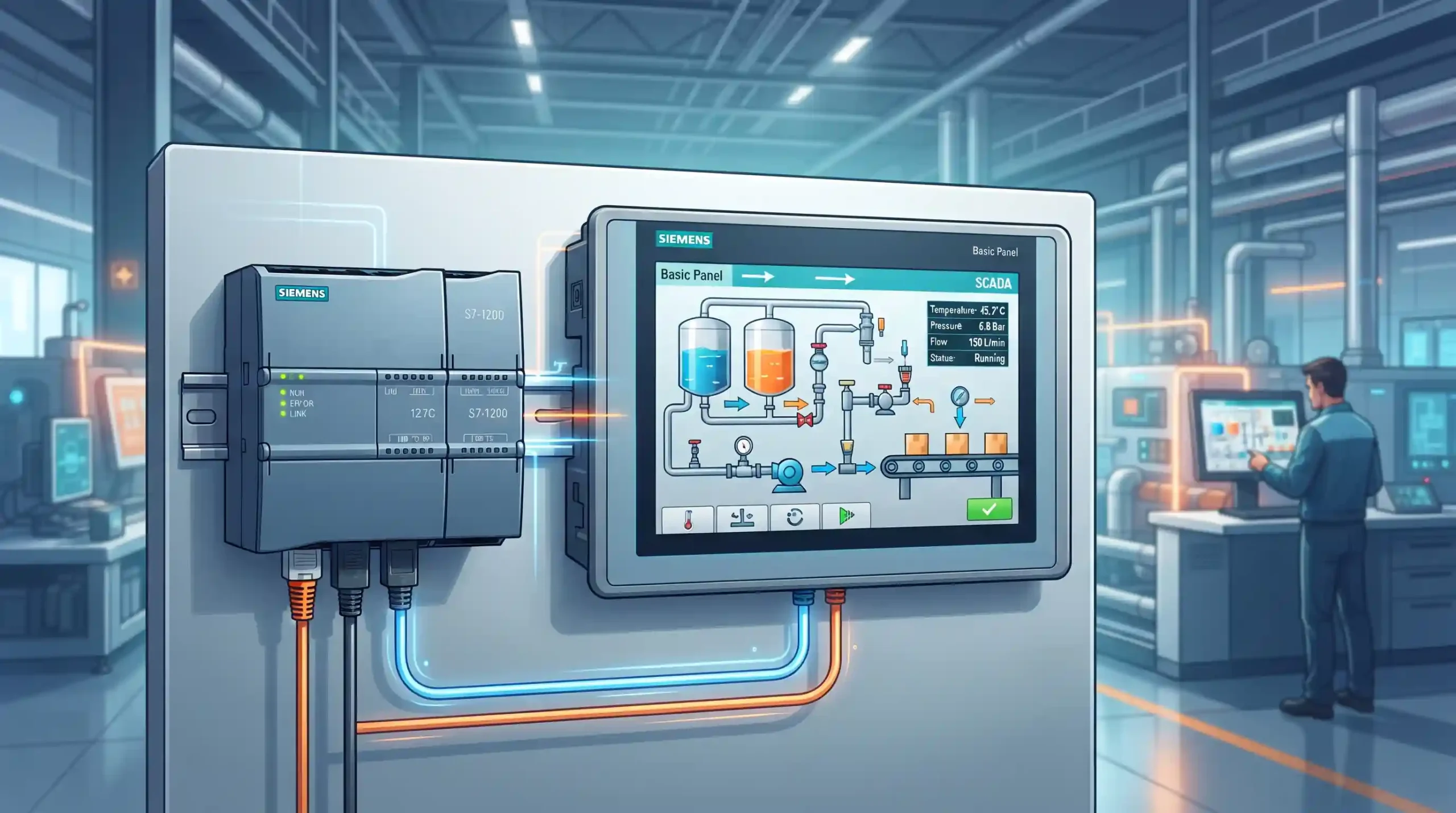 🖥️ بررسی نقش HMI در مکمل‌سازی عملکرد S7-1200 و مدیریت فرآیندها