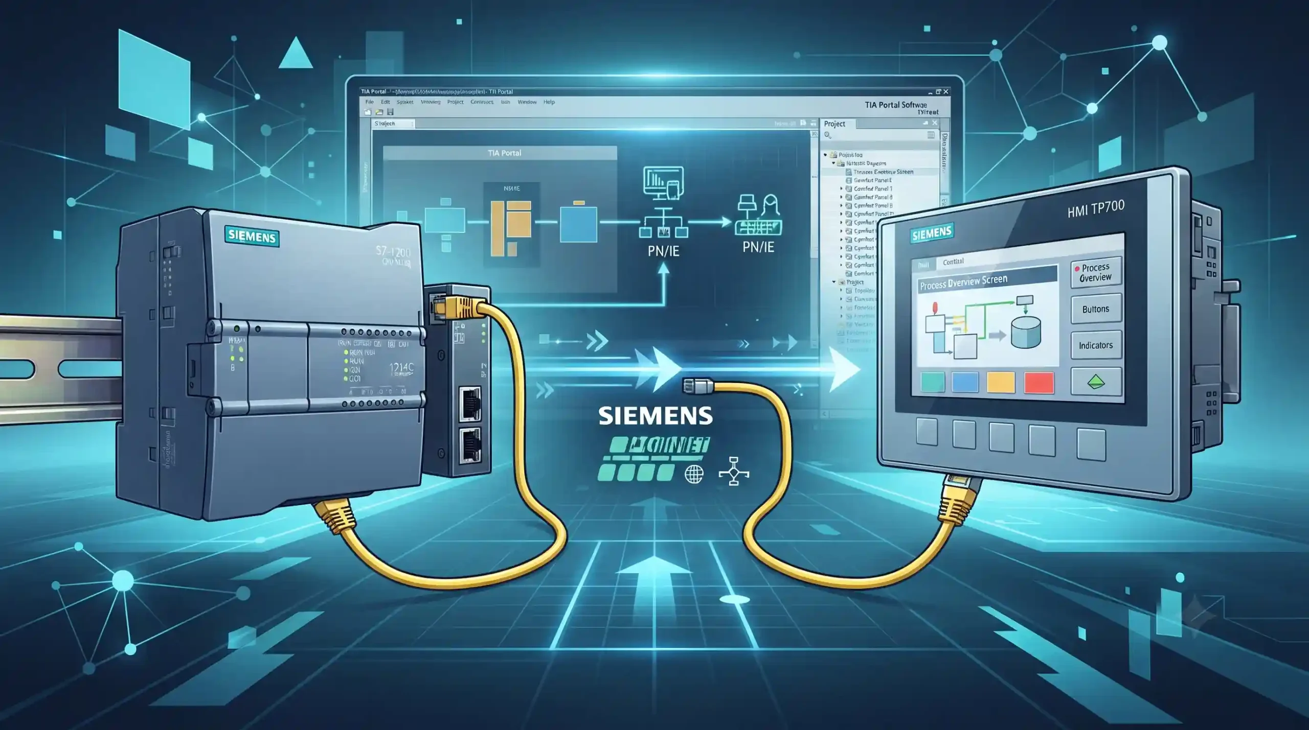 🛠️ نحوه پیکربندی شبکه بین S7-1200 و HMI در نرم‌افزار TIA Portal