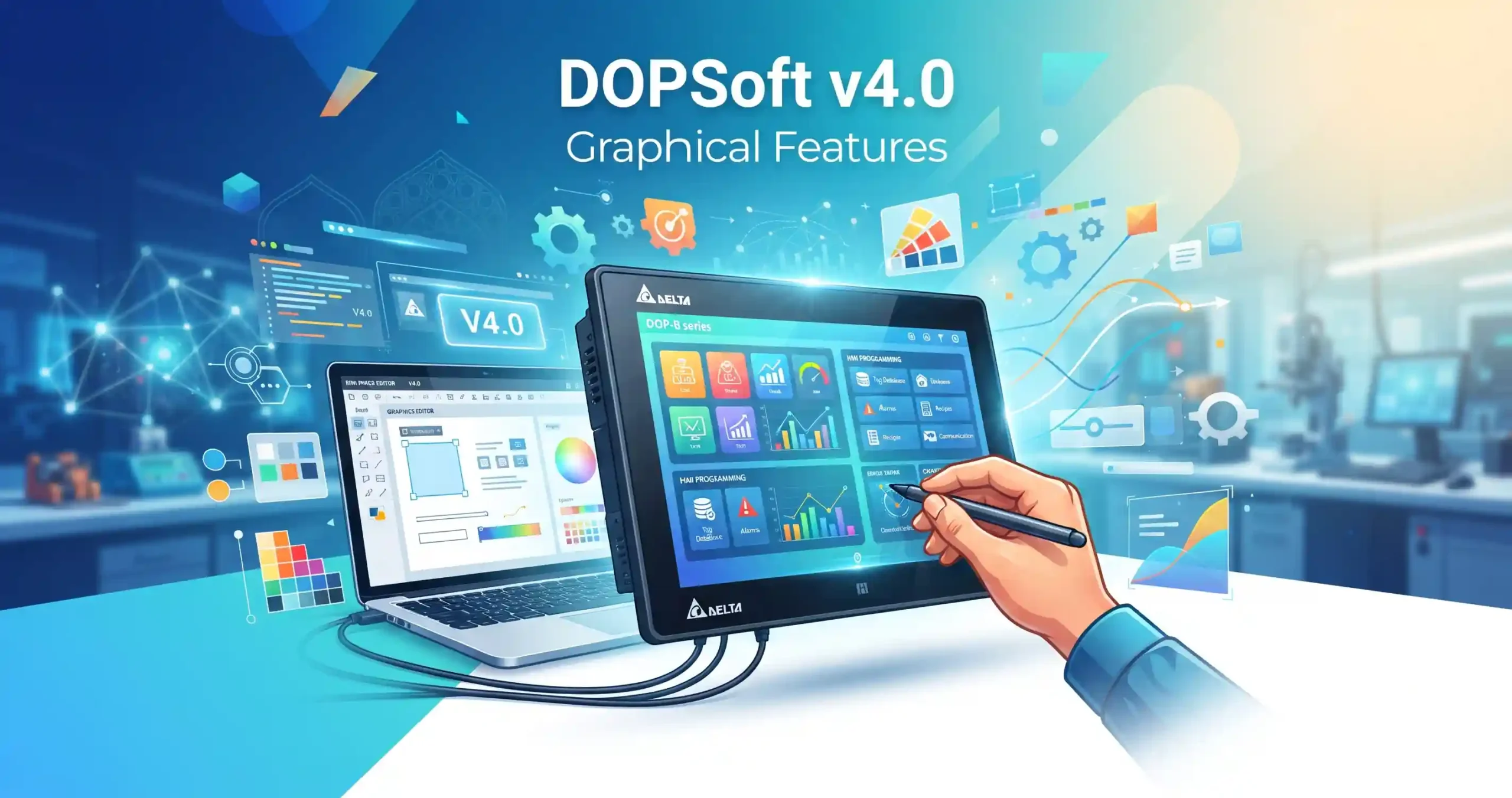 📊 نرمافزار برنامهنویسی DOPSoft v4.0 و ویژگیهای گرافیکی