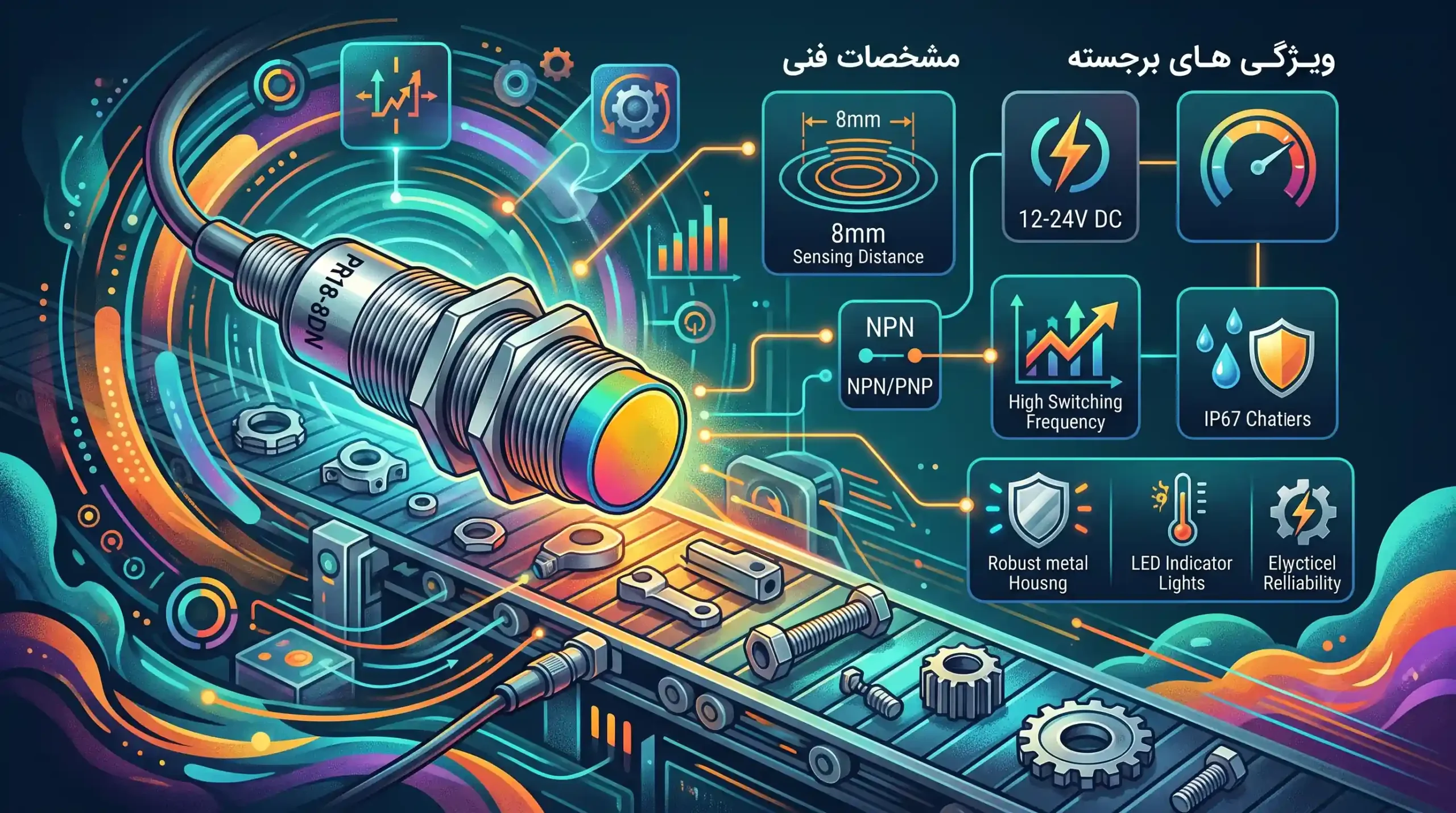 🛠 مشخصات فنی و ویژگی های برجسته سنسور مجاورتی PR18