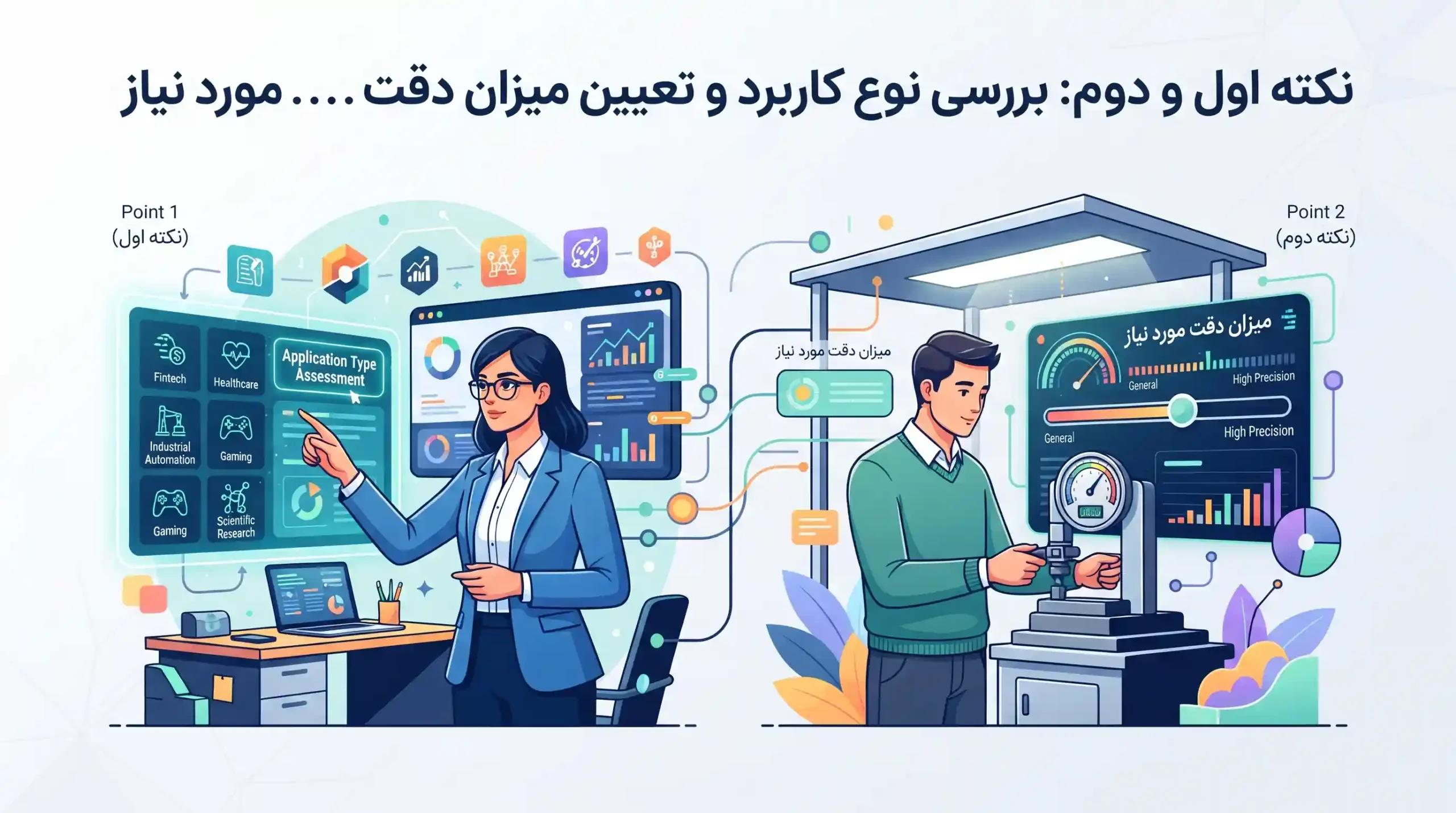 🎯 نکته اول و دوم بررسی نوع کاربرد و تعیین میزان دقت مورد نیاز