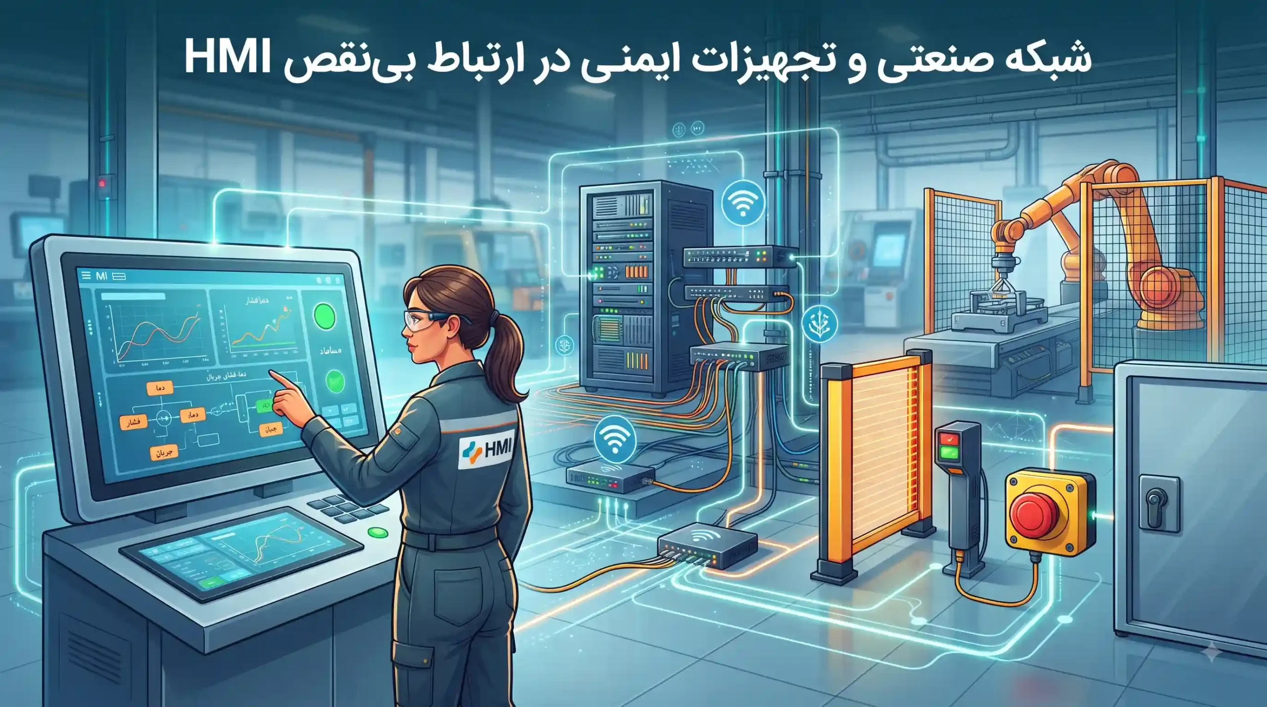 📡 شبکه صنعتی و تجهیزات ایمنی در ارتباط بی‌نقص HMI