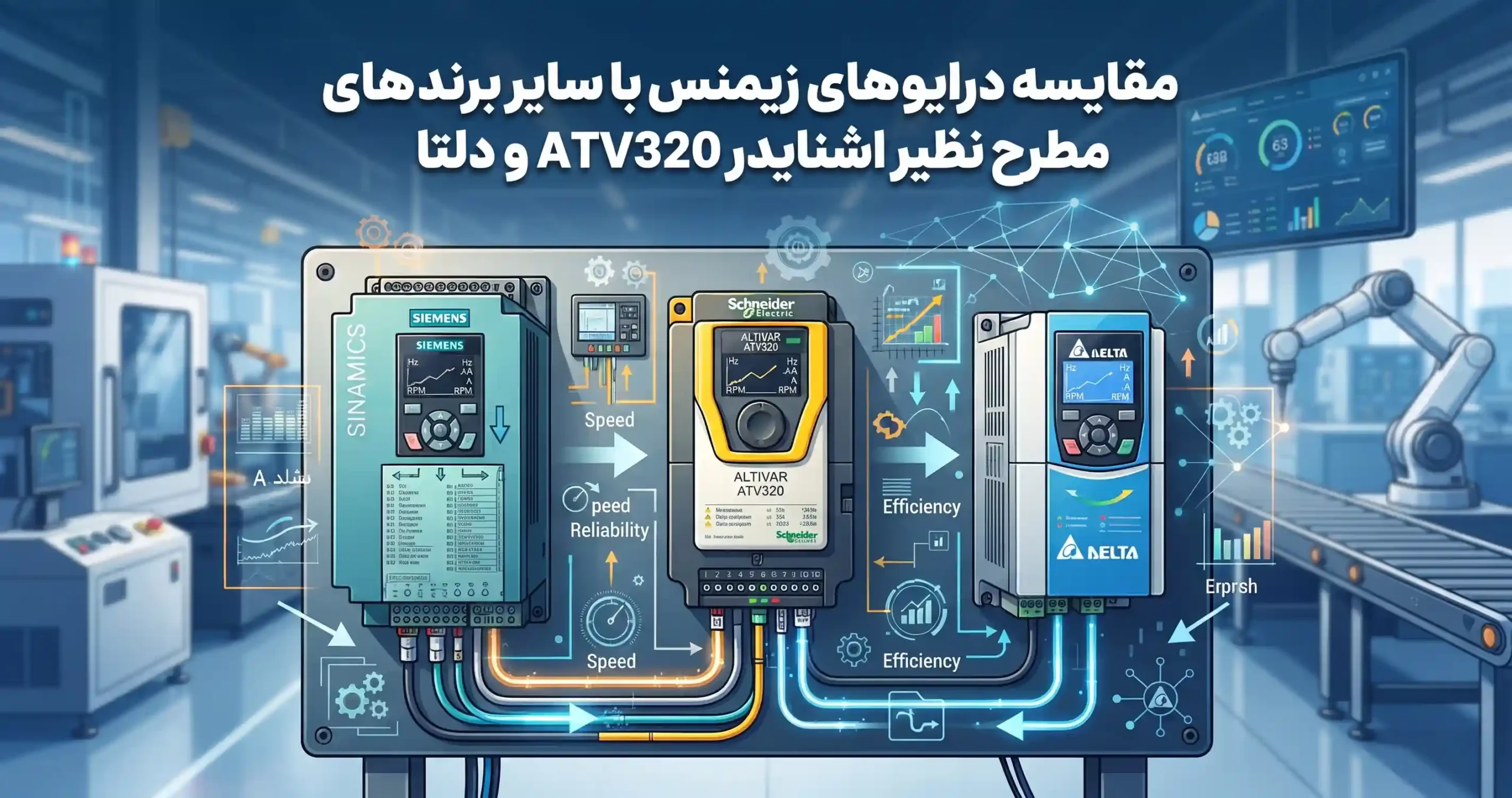 🔄 مقایسه درایوهای زیمنس با سایر برندهای مطرح نظیر اشنایدر ATV320 و دلتا