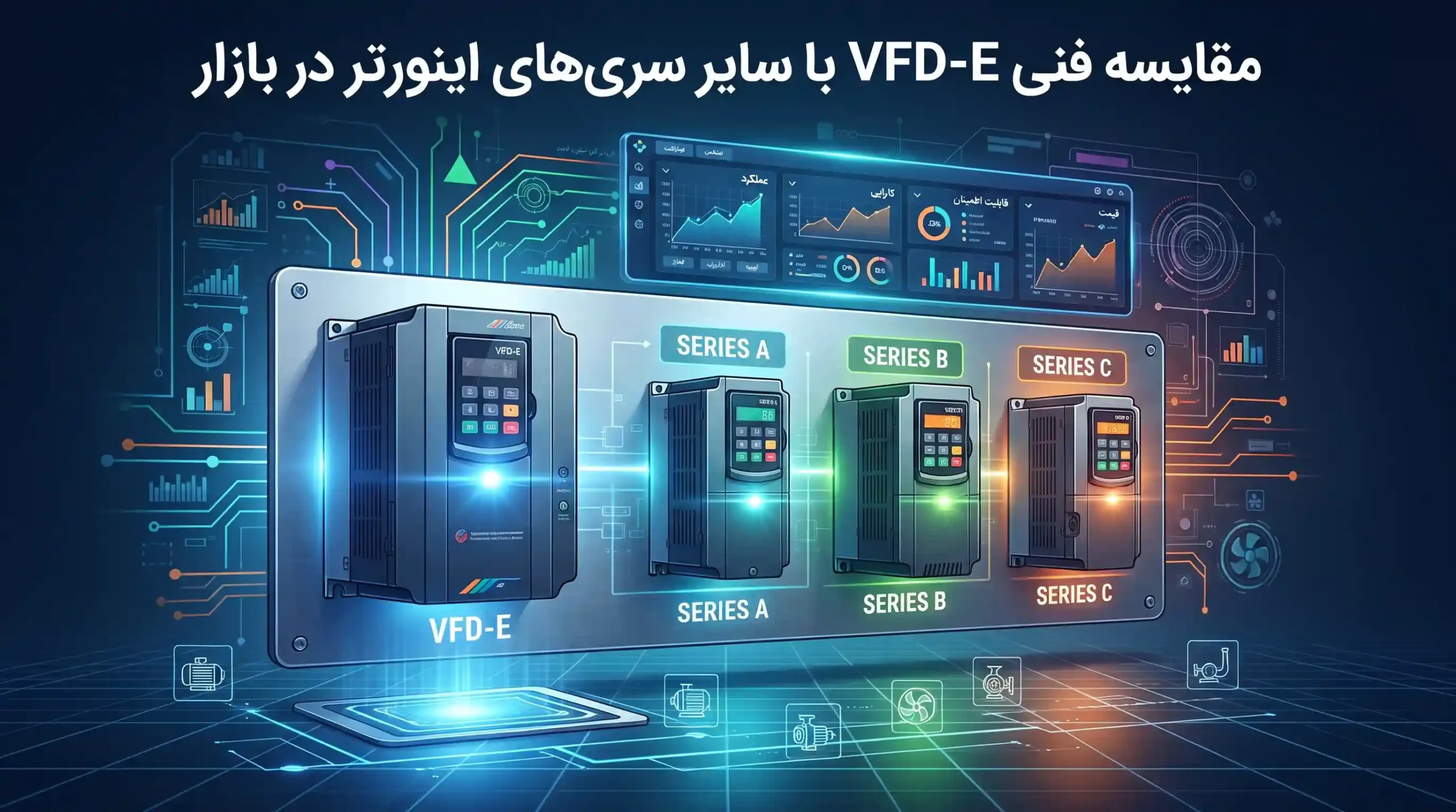 📊 مقایسه فنی VFD-E با سایر سریهای اینورتر در بازار