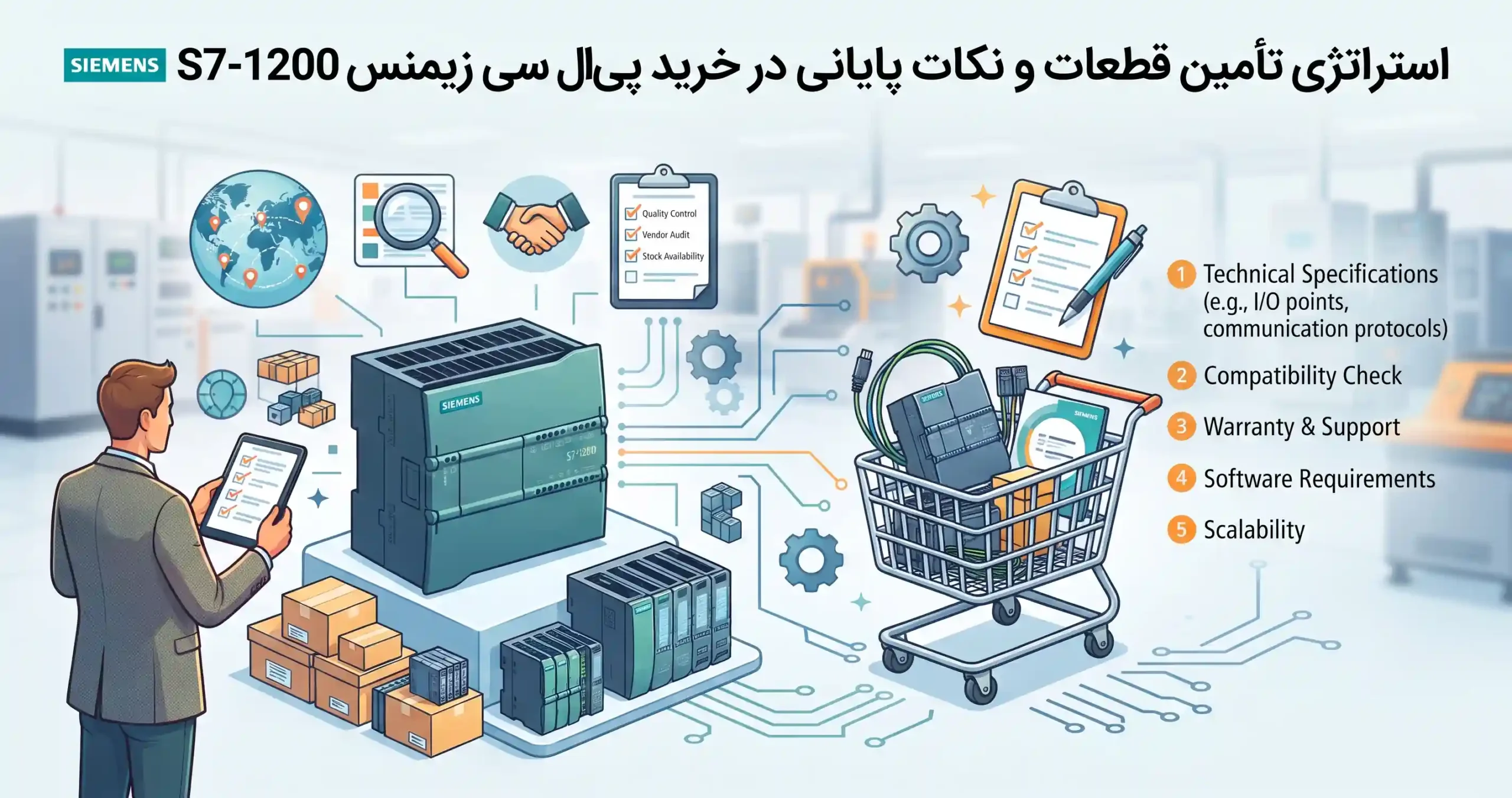 🚀 استراتژی تأمین قطعات و نکات پایانی در خرید پی ال سی زیمنس S7-1200