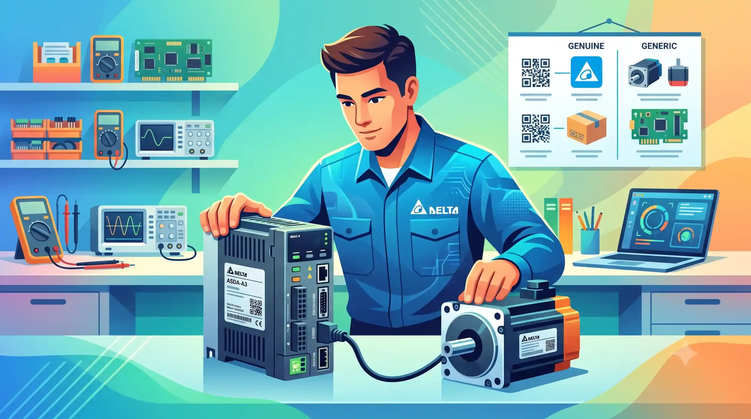 🔍 روشهای طلایی تشخیص سروو موتور و سروو درایو دلتا اصل