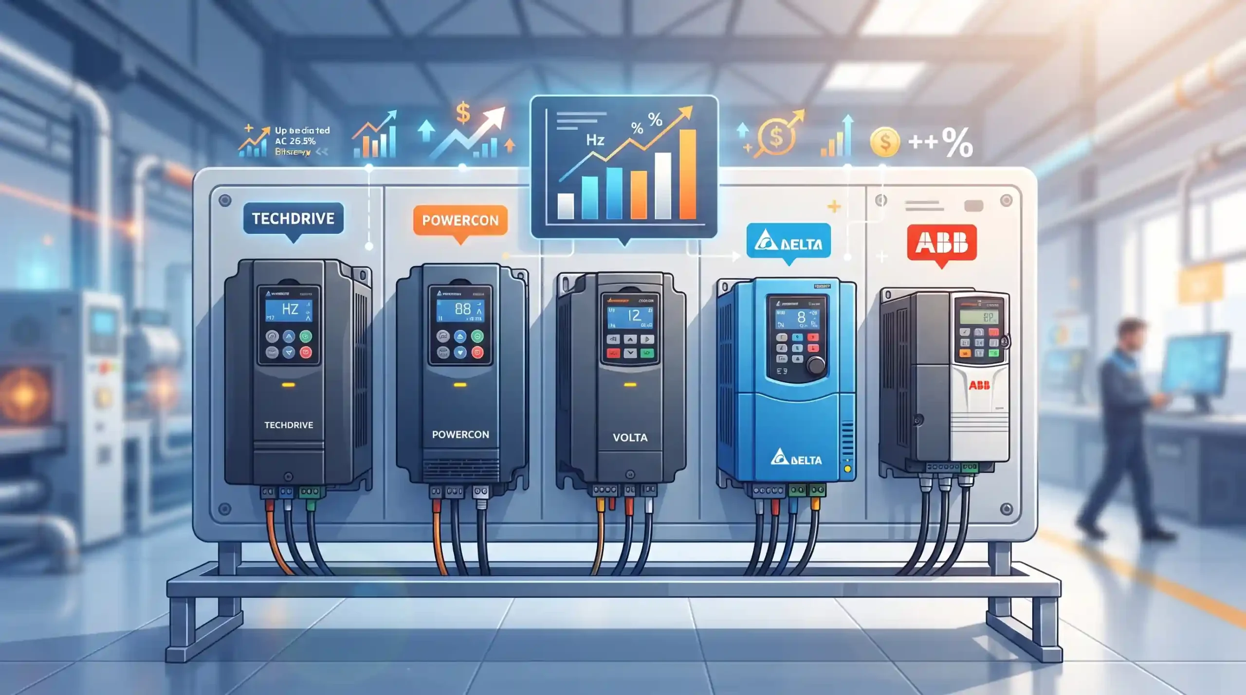 📉 مقایسه برندهای برتر بازار در لیست قیمت اینورتر و درایو صنعتی