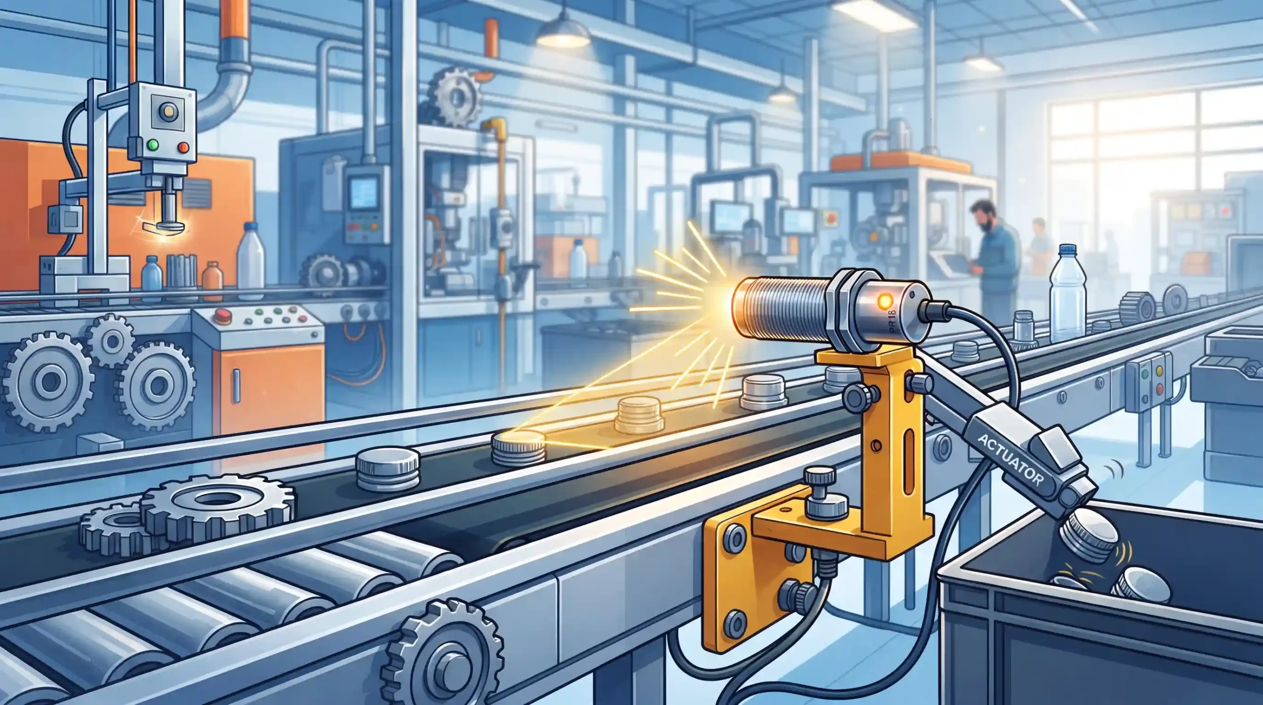 🏭 کاربردهای عملی سنسور مجاورتی PR18 در خطوط تولید