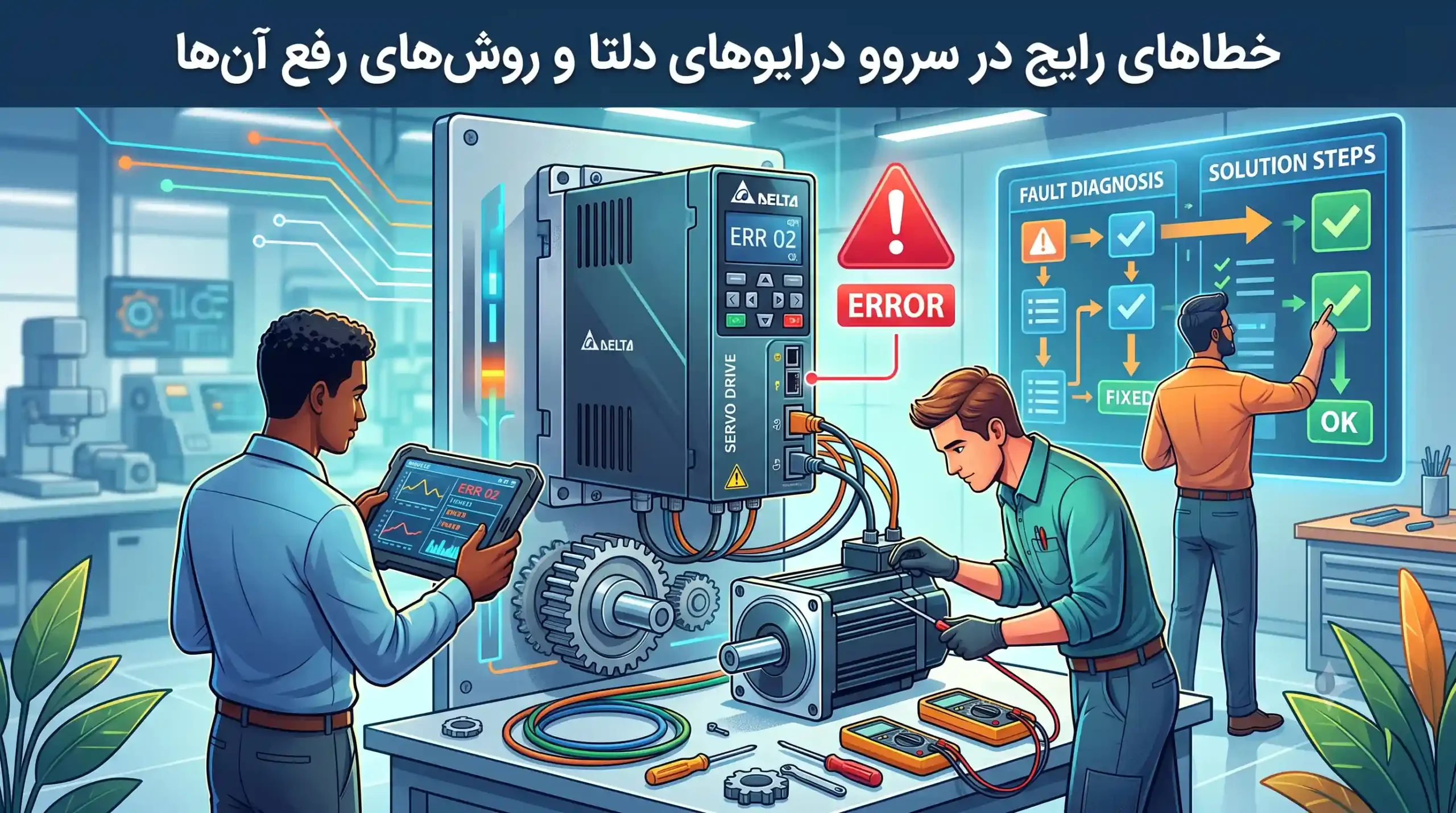 💡 خطاهای رایج در سروو درایوهای دلتا و روش‌های رفع آن‌ها