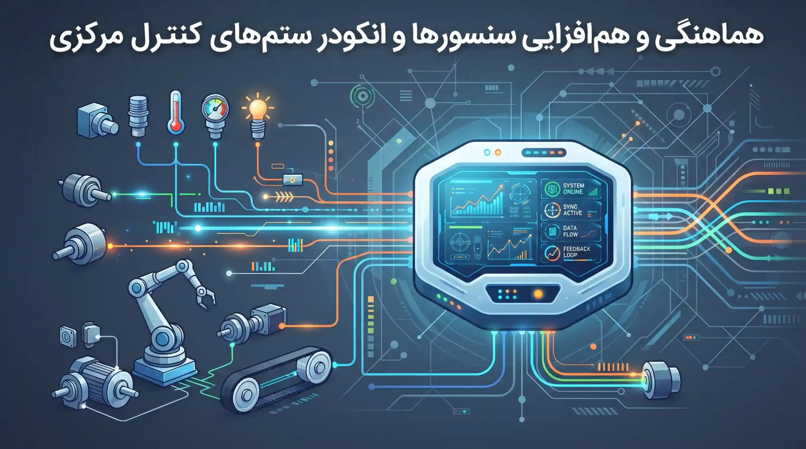 🤝 هماهنگی و هم‌افزایی سنسورها و انکودرها با سیستم‌های کنترل مرکزی