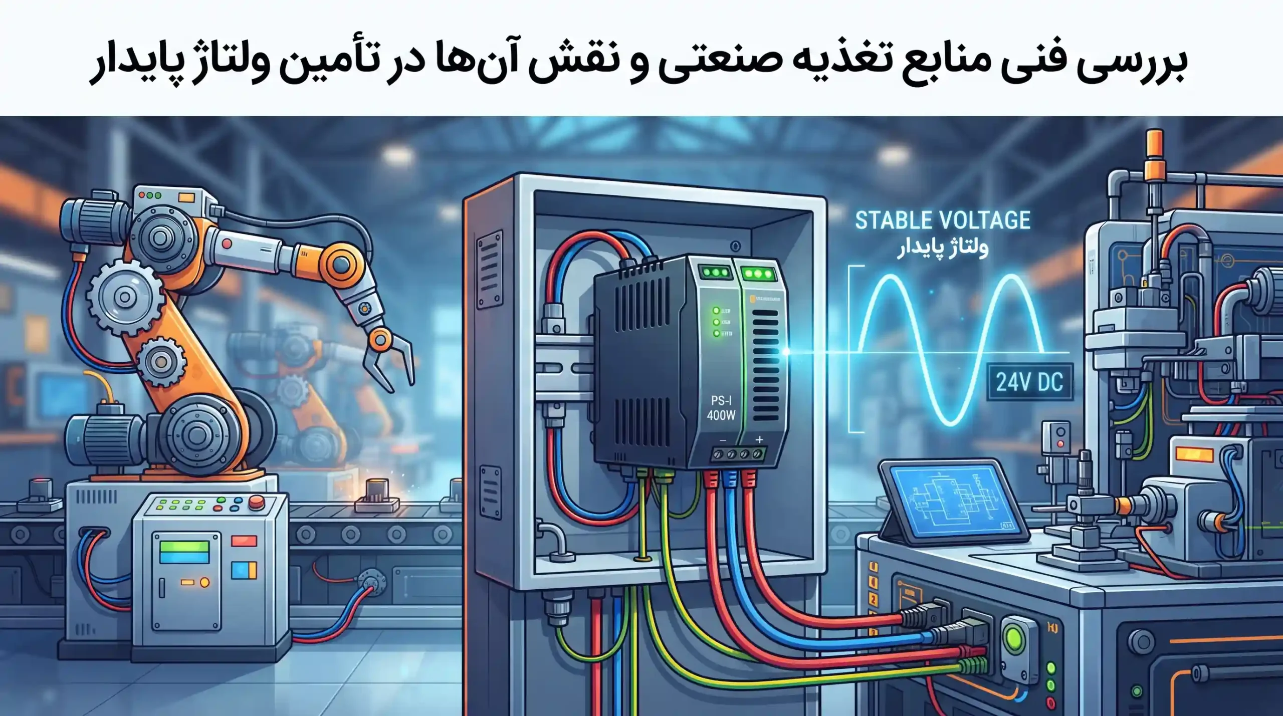 🔌 بررسی فنی منابع تغذیه صنعتی و نقش آنها در تأمین ولتاژ پایدار