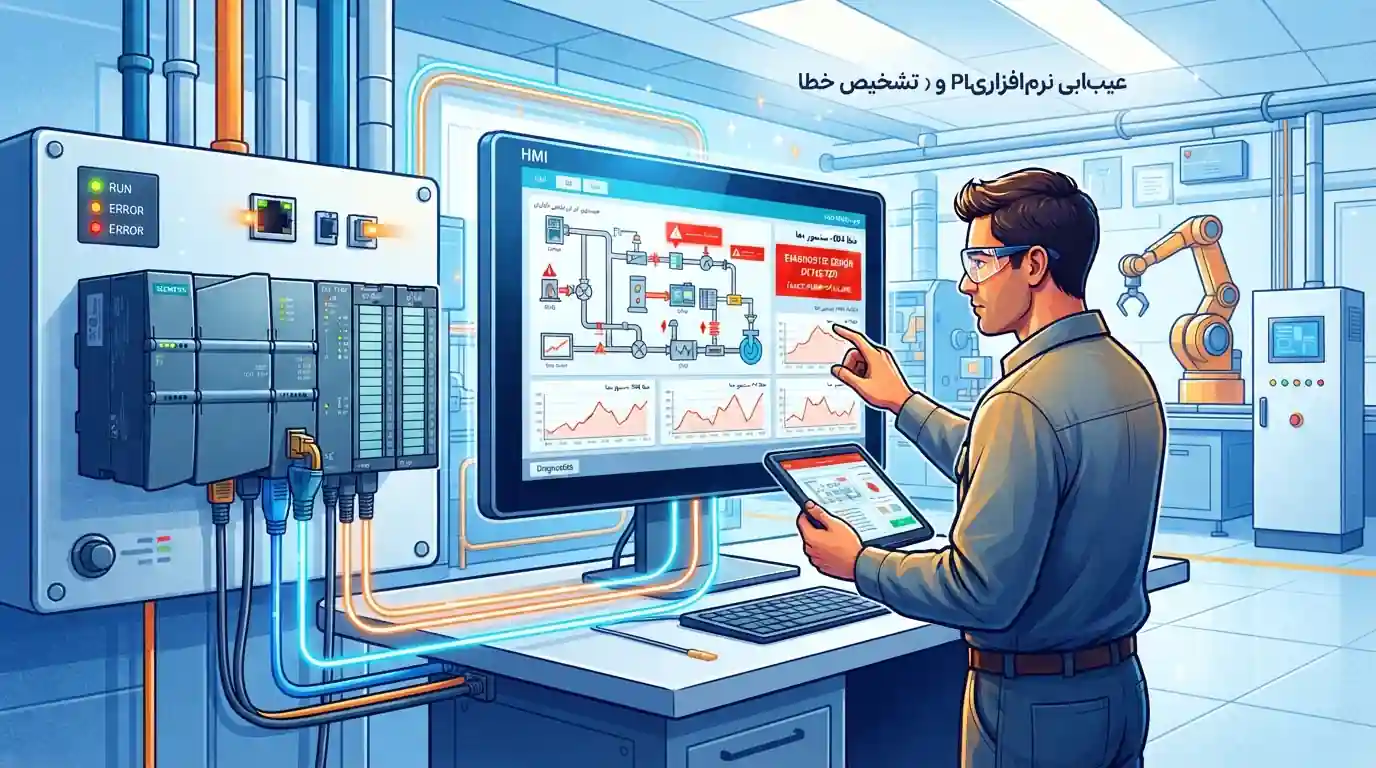 💻 عیبیابی نرمافزاری و بررسی نقش PLC و HMI در تشخیص خطا