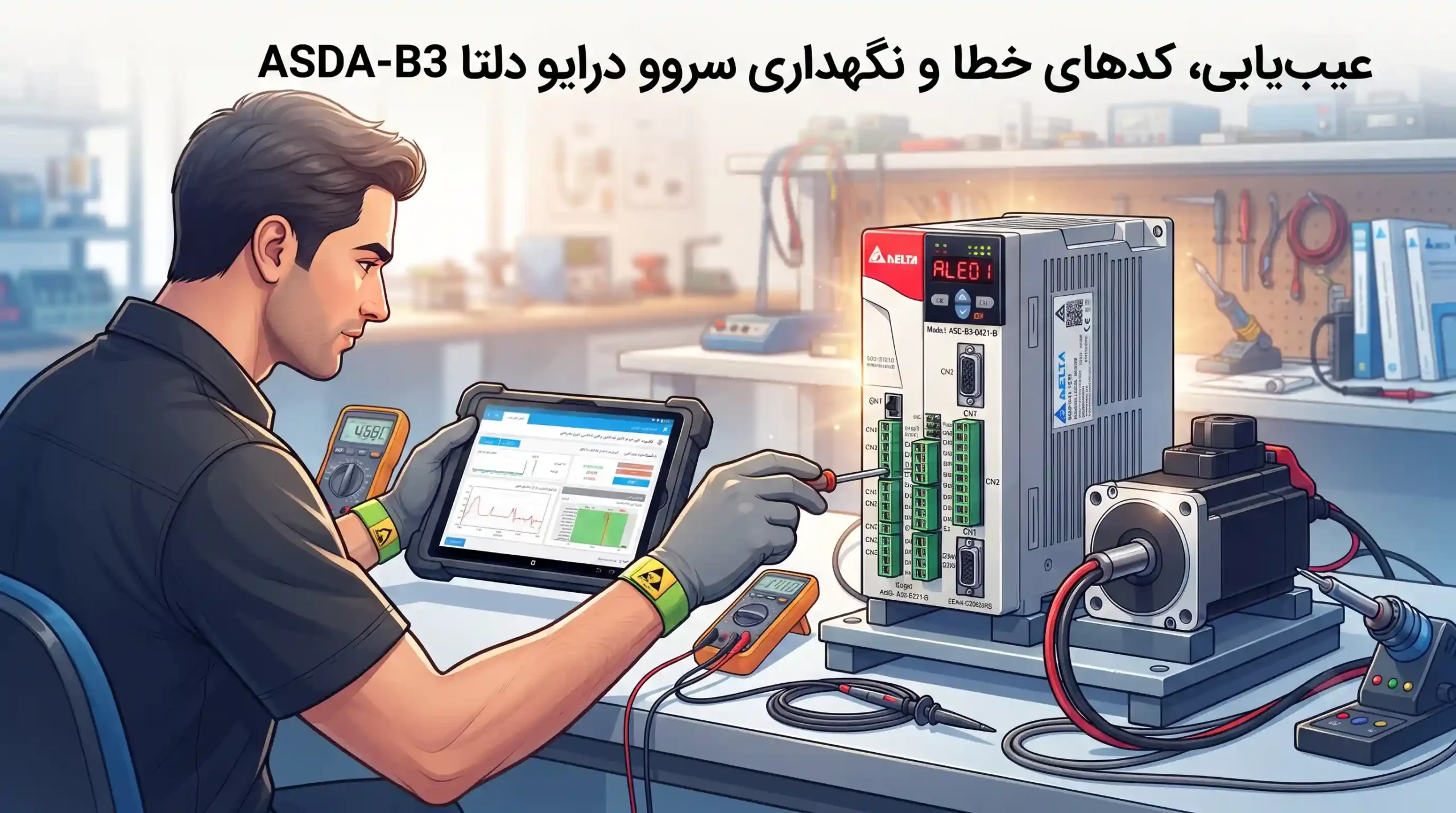 🛠️ عیب‌یابی، کدهای خطا و نگهداری سروو درایو دلتا ASDA-B3