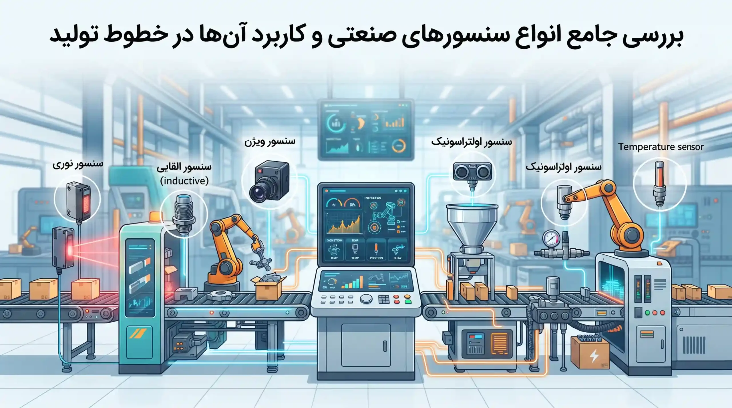 🔍 بررسی جامع انواع سنسورهای صنعتی و کاربرد آن‌ها در خطوط تولید
