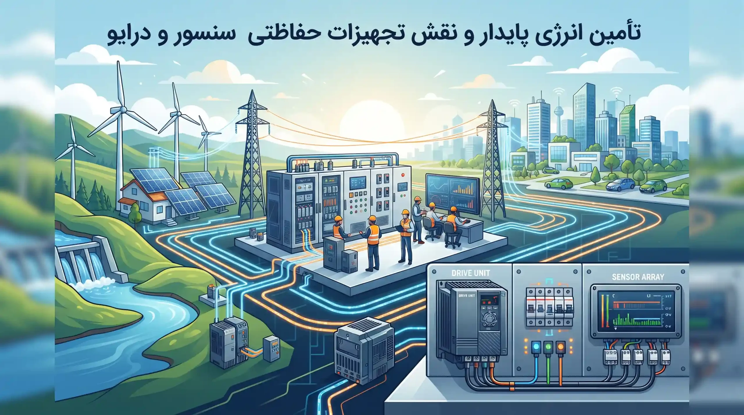 💡 تأمین انرژی پایدار و نقش تجهیزات حفاظتی سنسور و درایو