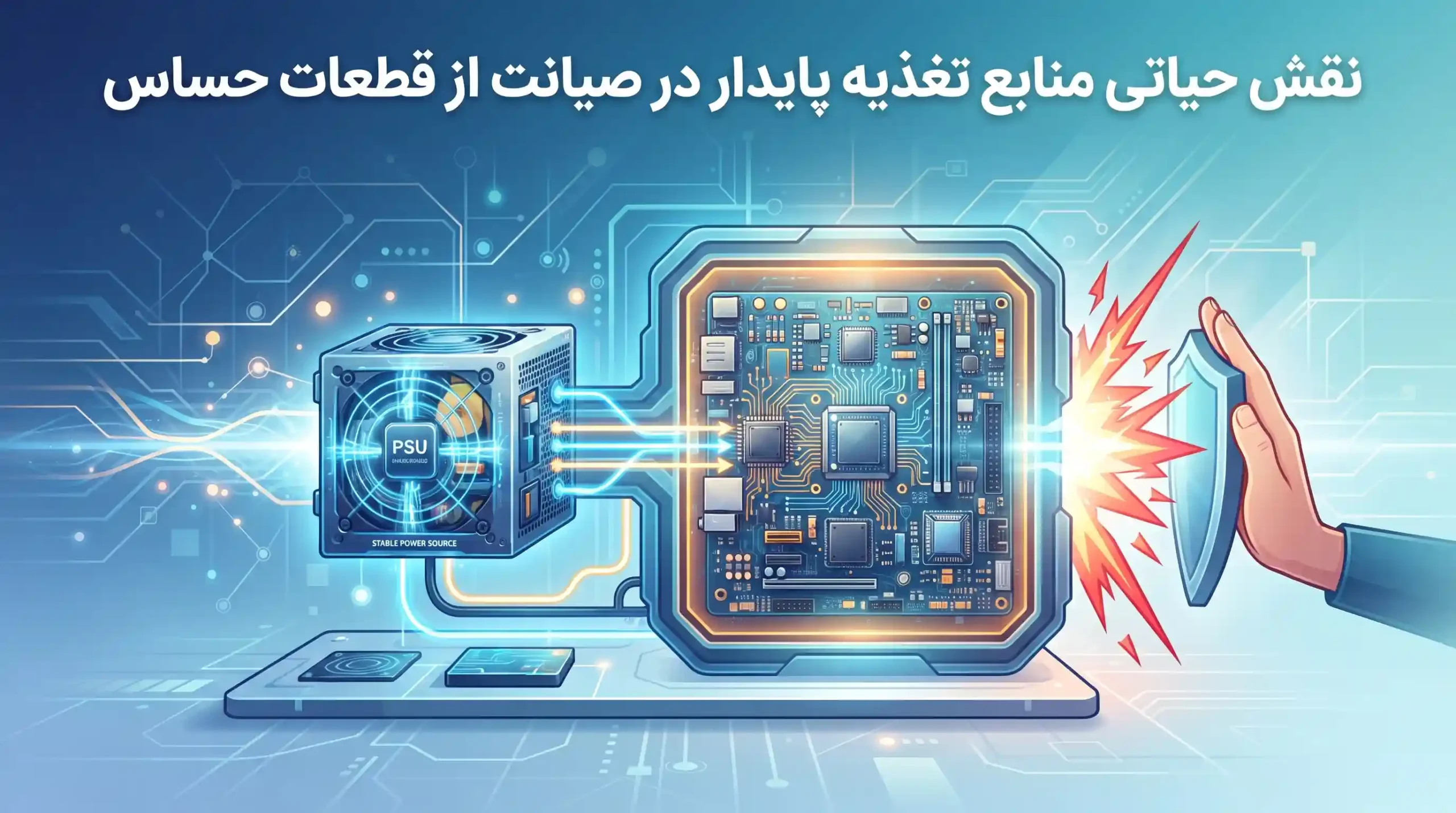 ⚡ نقش حیاتی منابع تغذیه پایدار در صیانت از قطعات حساس