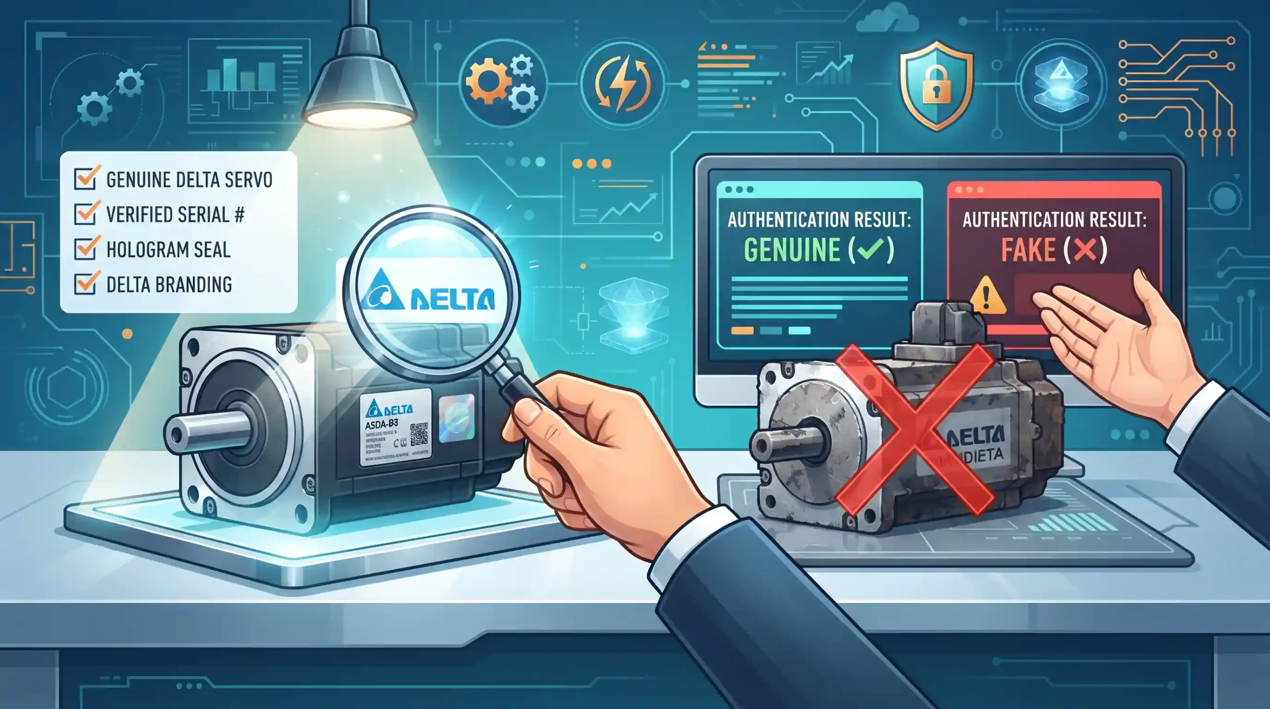 🛡️ تشخیص اصالت کالا؛ راه تشخیص سروو موتور دلتا اصل از تقلبی
