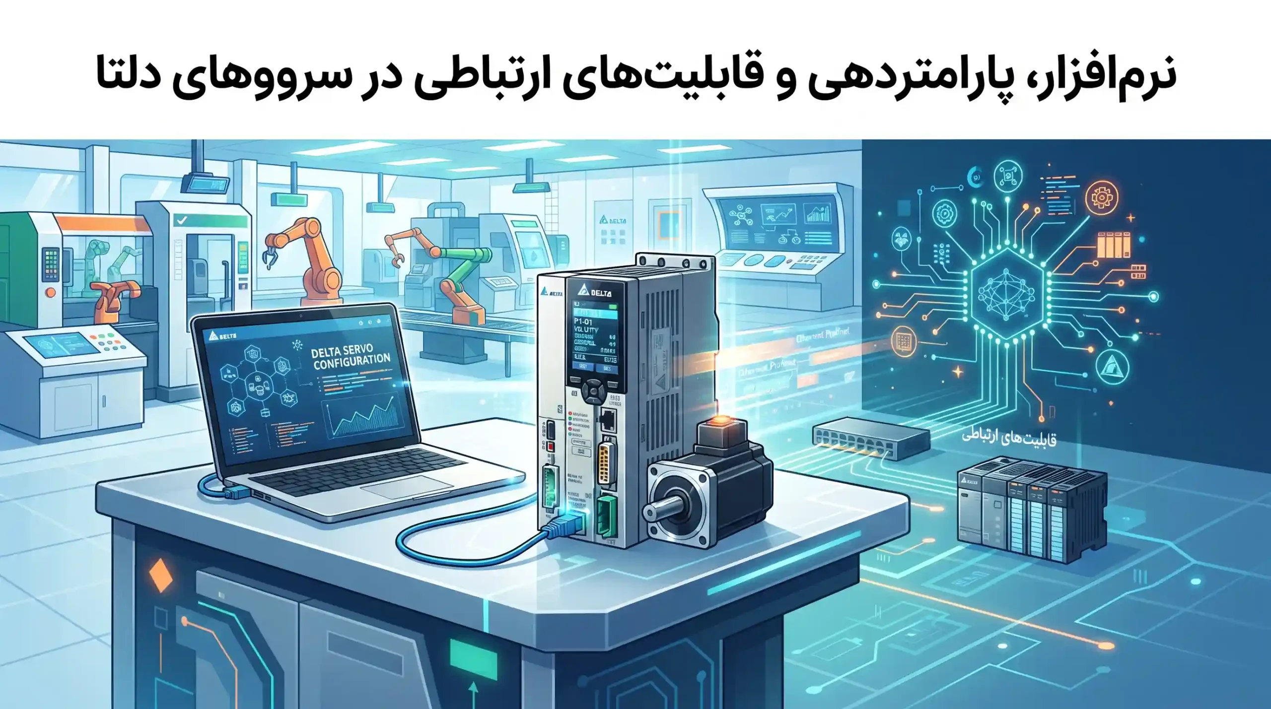 💡 نرم‌افزار، پارامتردهی و قابلیت‌های ارتباطی در سرووهای دلتا