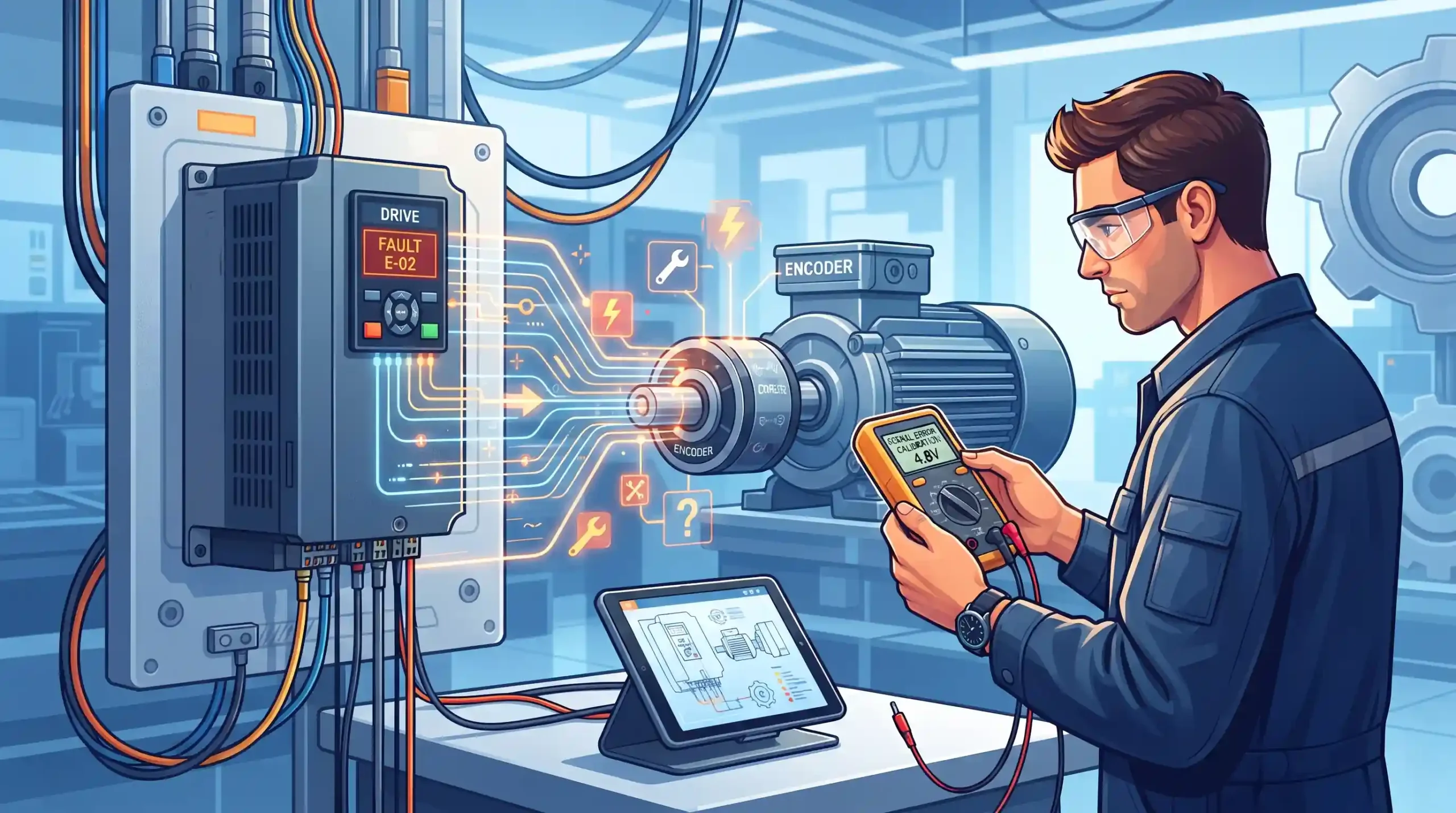 🛠️ عیب‌یابی خطاهای رایج در تنظیم سنسور و انکودر درایو