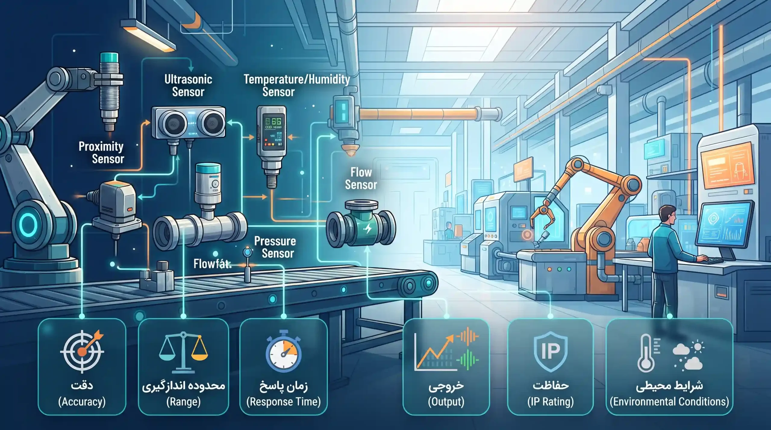 ⚙️ آشنایی با انواع سنسور صنعتی و پارامترهای کلیدی انتخاب آن‌ها