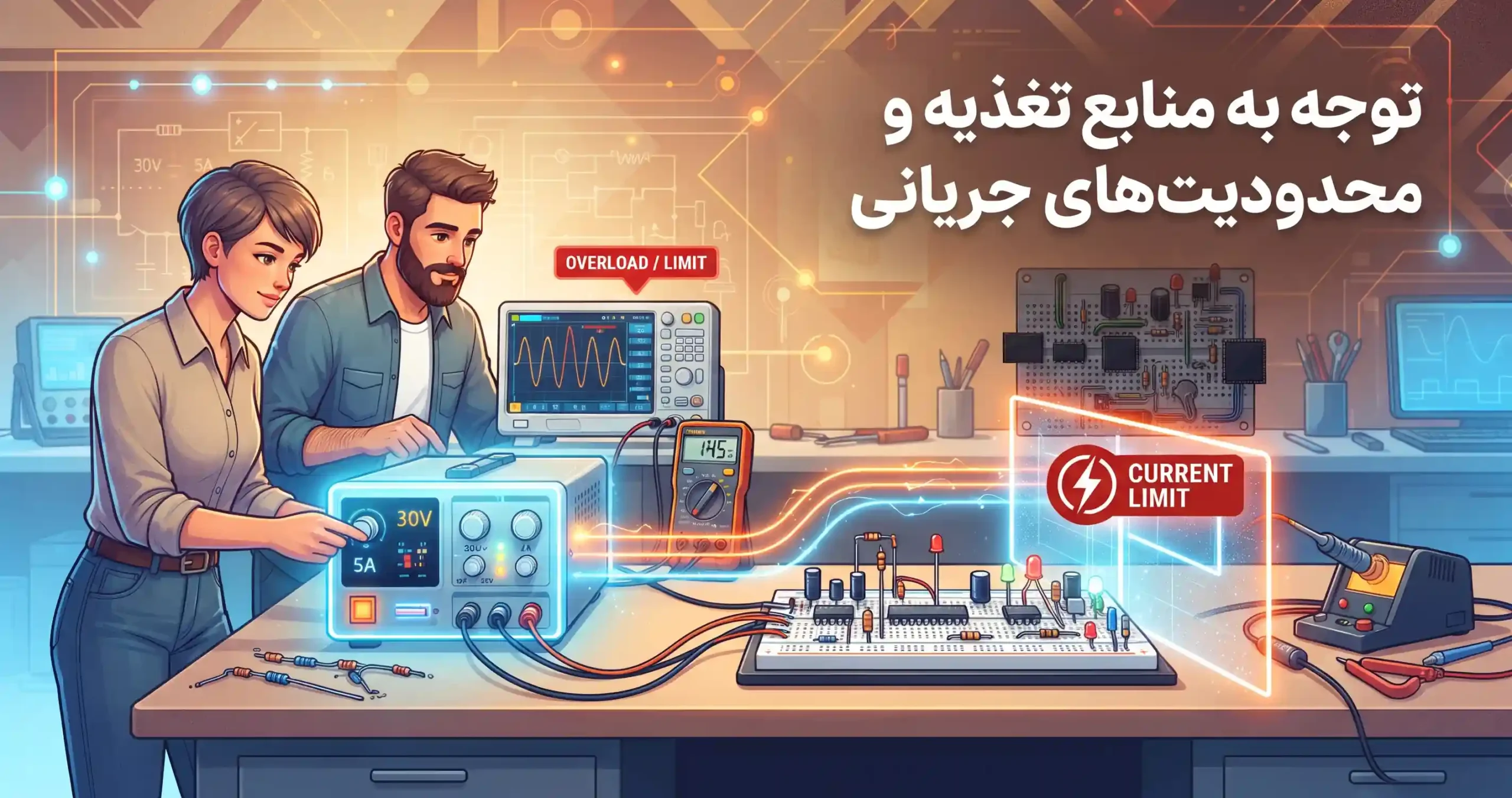 ⚡ توجه به منابع تغذیه و محدودیتهای جریانی
